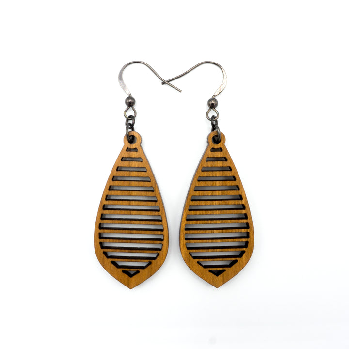 Gem Point 11 [S] // Wood Earrings - Cherry - LIGHT RAZOR DESIGN STUDIO