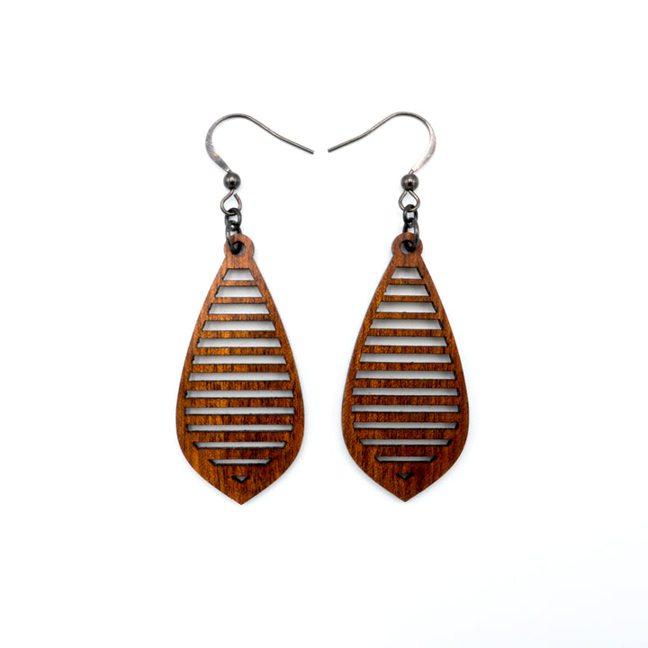 Gem Point 10 [S] // Wood Earrings - Sapele - LIGHT RAZOR DESIGN STUDIO