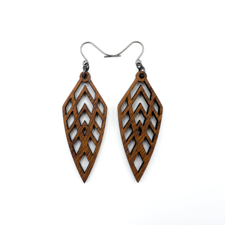 Arrowhead 02 [S] // Wood Earrings - Walnut - LIGHT RAZOR DESIGN STUDIO