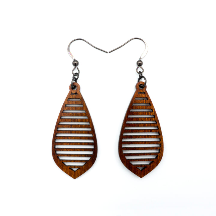 Gem Point 11 [S] // Wood Earrings - Sapele - LIGHT RAZOR DESIGN STUDIO