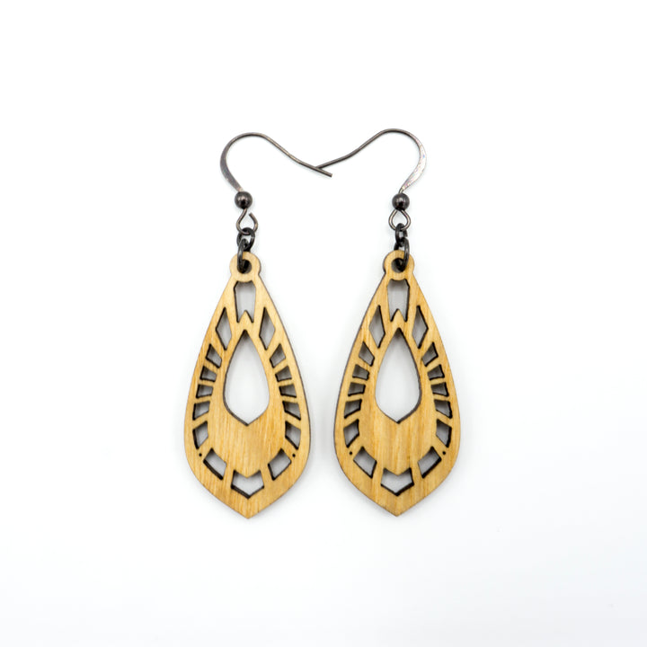 Gem Point 05 [S] // Wood Earrings - Ash - LIGHT RAZOR DESIGN STUDIO