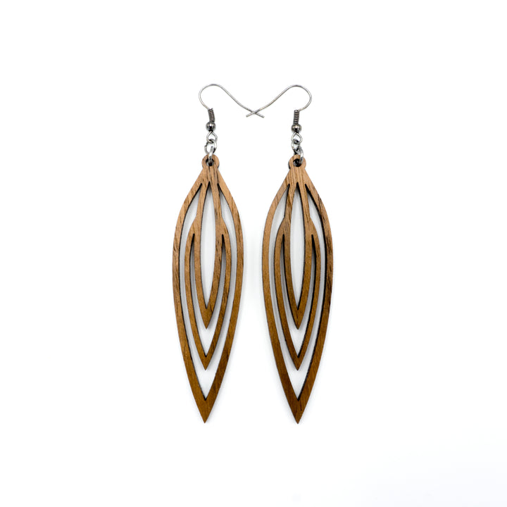 Totem 01 [L] // Wood Earrings - Walnut - LIGHT RAZOR DESIGN STUDIO
