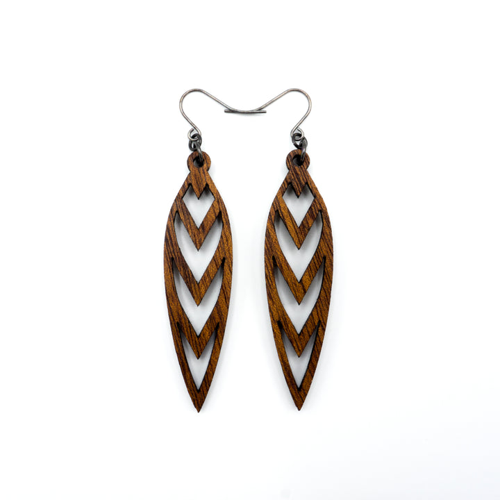 Totem 05 [S] // Wood Earrings - Walnut - LIGHT RAZOR DESIGN STUDIO