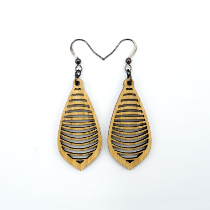 Gem Point 14 [S] // Wood Earrings - Ash - LIGHT RAZOR DESIGN STUDIO