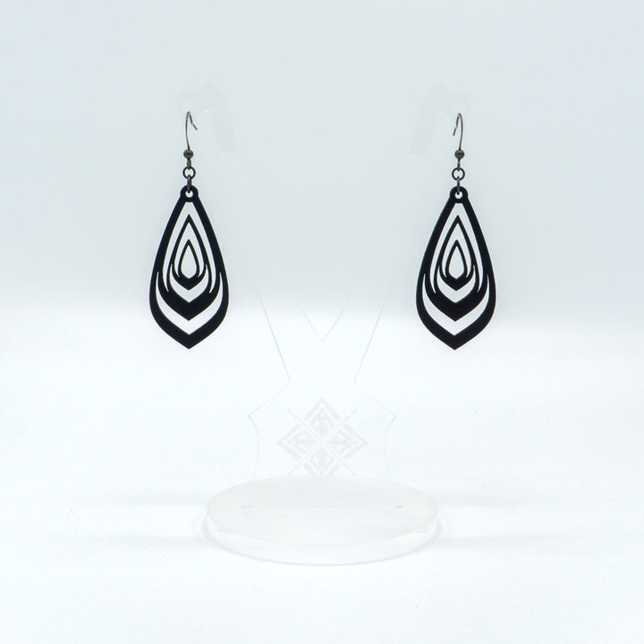 Gem Point 07 [M] // Leather Earrings - Black - LIGHT RAZOR DESIGN STUDIO