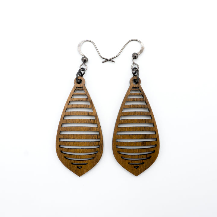 Gem Point 12 [S] // Wood Earrings - Walnut - LIGHT RAZOR DESIGN STUDIO