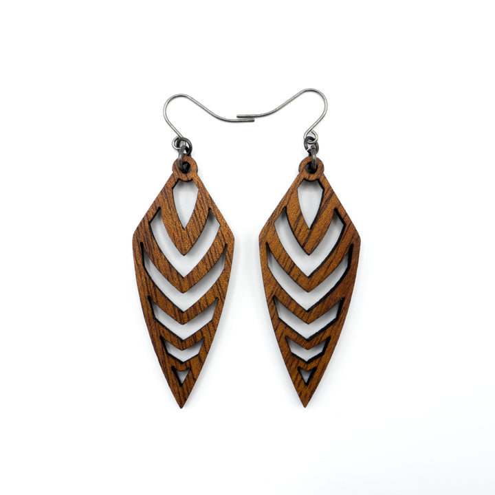 Arrowhead 03 [S] // Wood Earrings - Walnut - LIGHT RAZOR DESIGN STUDIO