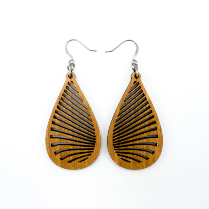 Drop 08 [S] // Wood Earrings - Cherry - LIGHT RAZOR DESIGN STUDIO