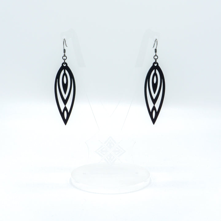 Totem 06 [S] // Leather Earrings - Black - LIGHT RAZOR DESIGN STUDIO