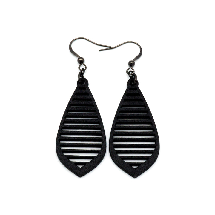 Gem Point 11 [S] // Leather Earrings - Black - LIGHT RAZOR DESIGN STUDIO