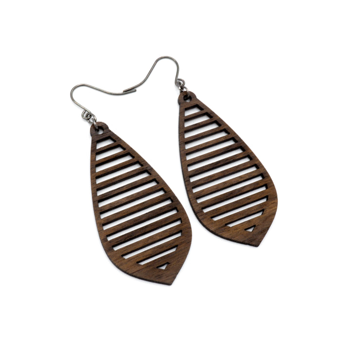 Gem Point 10 [M] // Wood Earrings - Walnut - LIGHT RAZOR DESIGN STUDIO