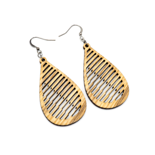 Drop 06 [S] // Wood Earrings - Ash - LIGHT RAZOR DESIGN STUDIO
