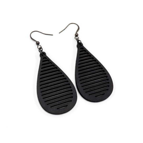 Drop 05 [S] // Leather Earrings - Black - LIGHT RAZOR DESIGN STUDIO