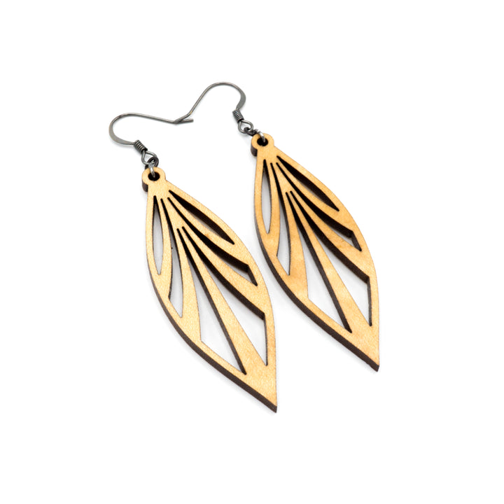 Petal 03 [S] // Wood Earrings - Maple - LIGHT RAZOR DESIGN STUDIO