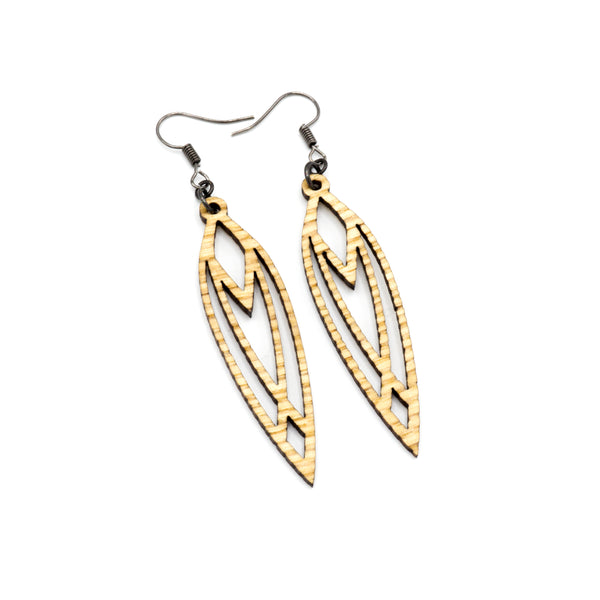Totem 04 [S] // Wood Earrings - Ash - LIGHT RAZOR DESIGN STUDIO
