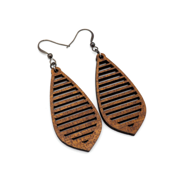 Gem Point 10 [M] // Wood Earrings - Sapele - LIGHT RAZOR DESIGN STUDIO