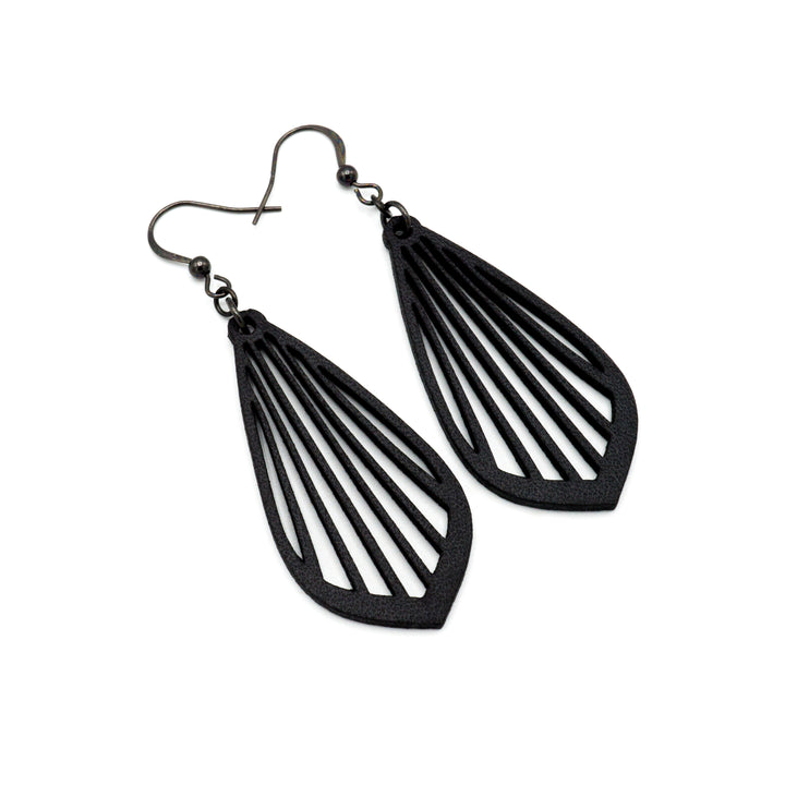 Gem Point 02 [M] // Leather Earrings - Black - LIGHT RAZOR DESIGN STUDIO