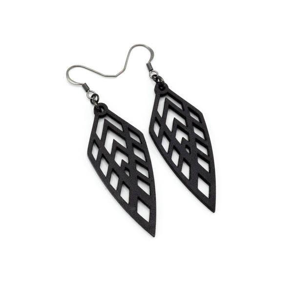 Arrowhead 02 [S] // Leather Earrings - Black - LIGHT RAZOR DESIGN STUDIO