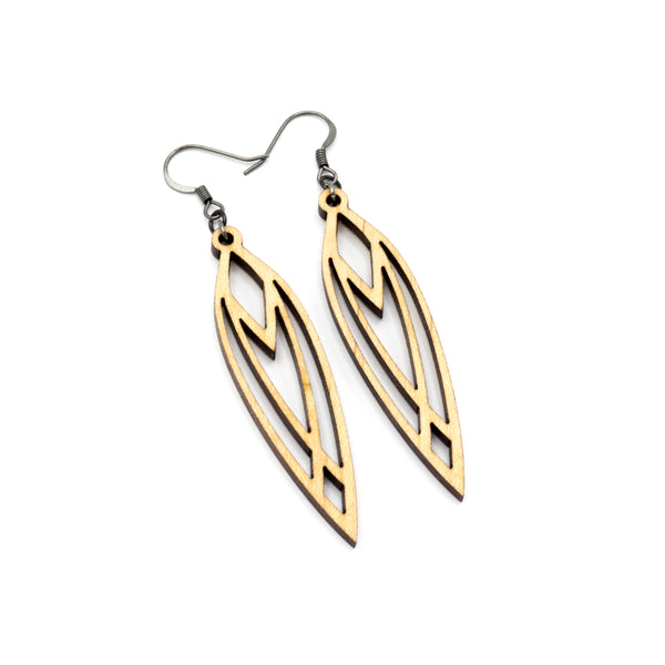 Totem 04 [S] // Wood Earrings - Maple - LIGHT RAZOR DESIGN STUDIO