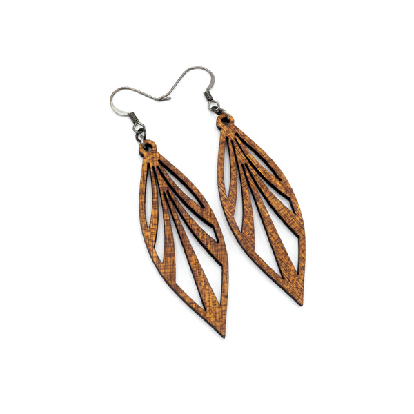 Petal 03 [S] // Wood Earrings - Sapele - LIGHT RAZOR DESIGN STUDIO