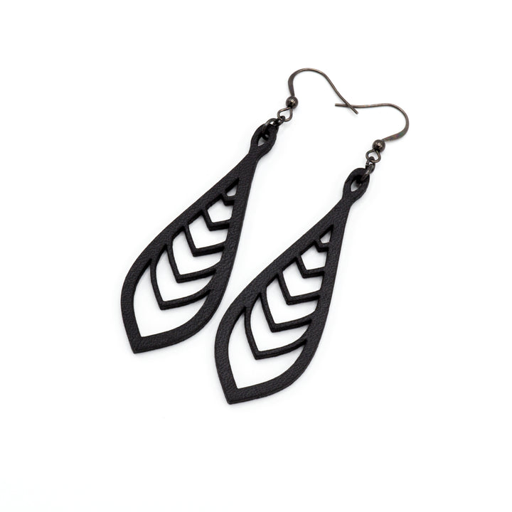 Saturā Variant 03 // Leather Earrings - Black - LIGHT RAZOR DESIGN STUDIO