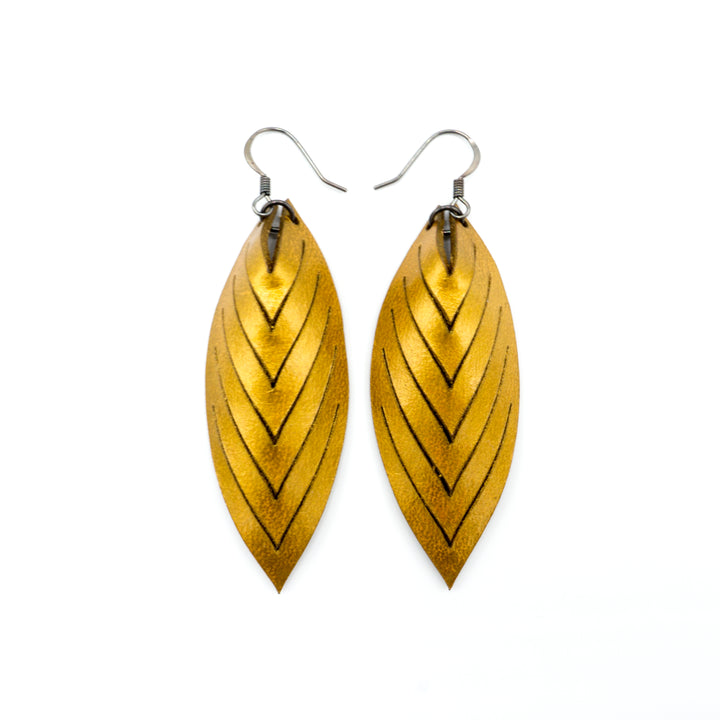 Terrabyte 14 [M] // Leather Earrings - Gold - LIGHT RAZOR DESIGN STUDIO