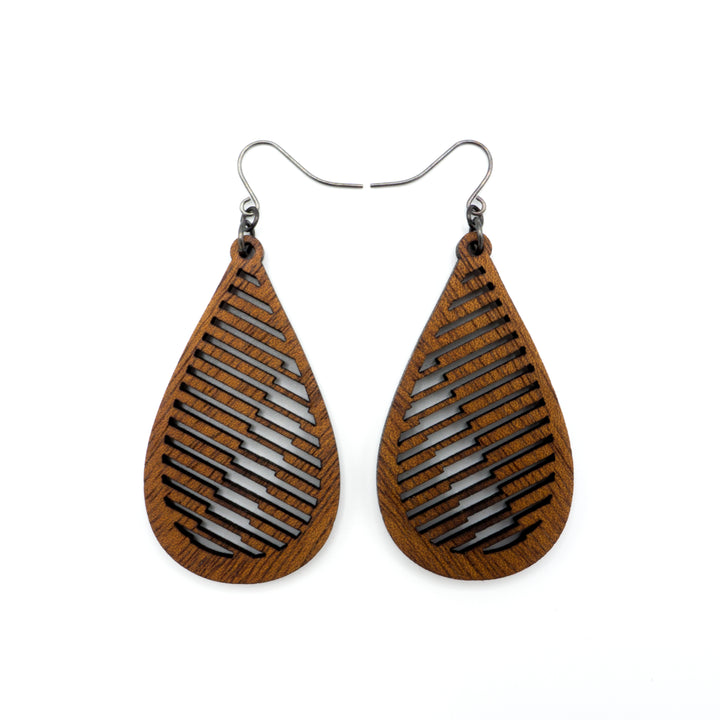 Drop 06 [S] // Wood Earrings - Walnut - LIGHT RAZOR DESIGN STUDIO