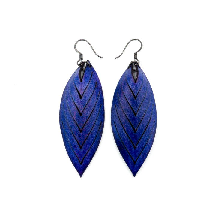 Terrabyte 14 [M] // Leather Earrings - Purple - LIGHT RAZOR DESIGN STUDIO