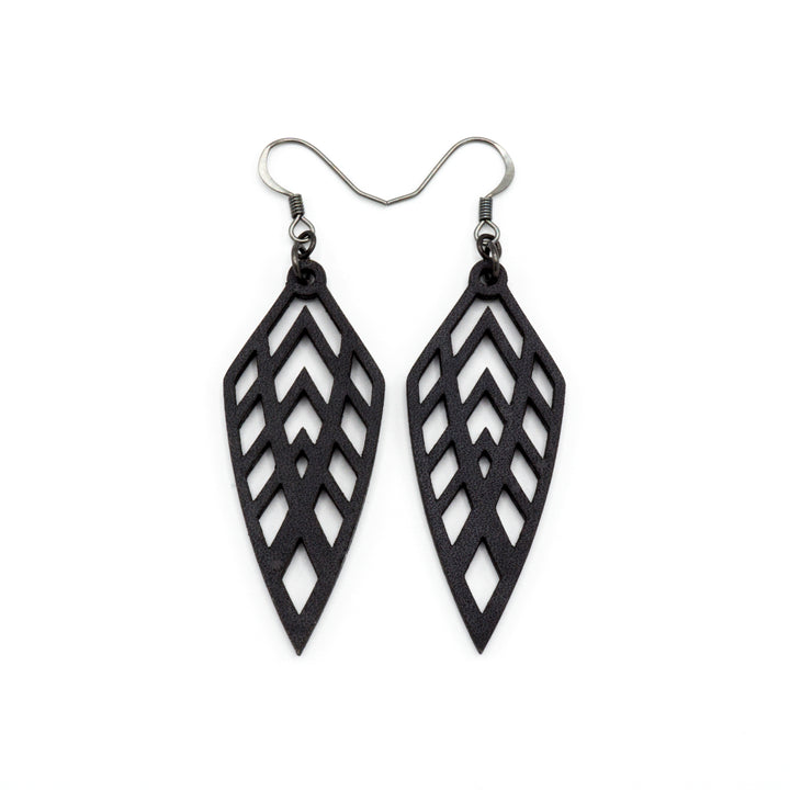 Arrowhead 02 [S] // Leather Earrings - Black - LIGHT RAZOR DESIGN STUDIO
