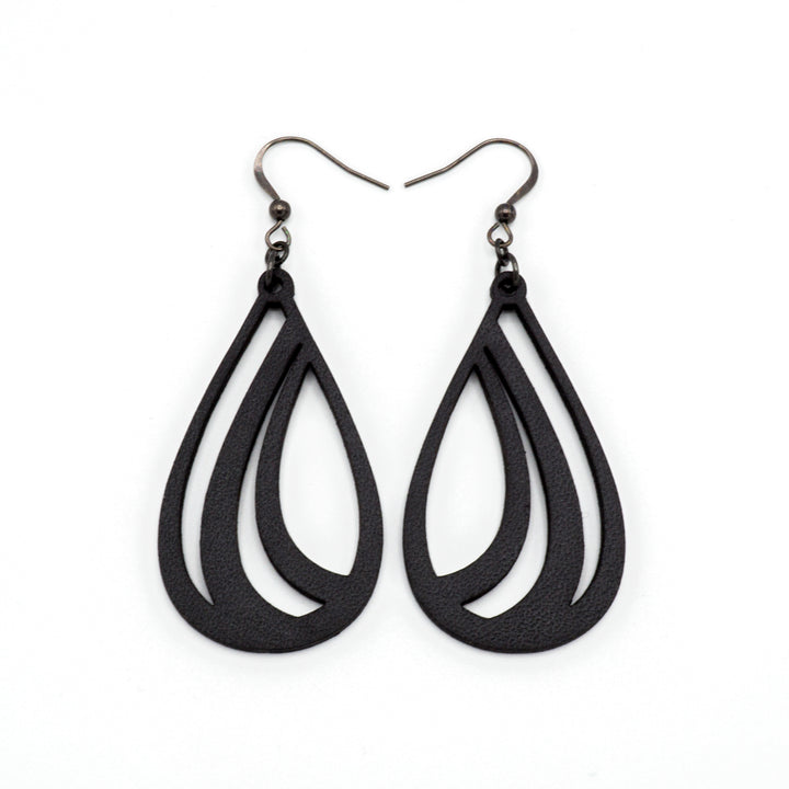 Drop 01 [S] // Leather Earrings - Black - LIGHT RAZOR DESIGN STUDIO