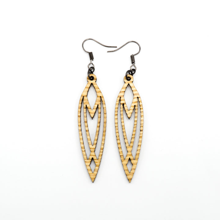 Totem 04 [S] // Wood Earrings - Ash - LIGHT RAZOR DESIGN STUDIO
