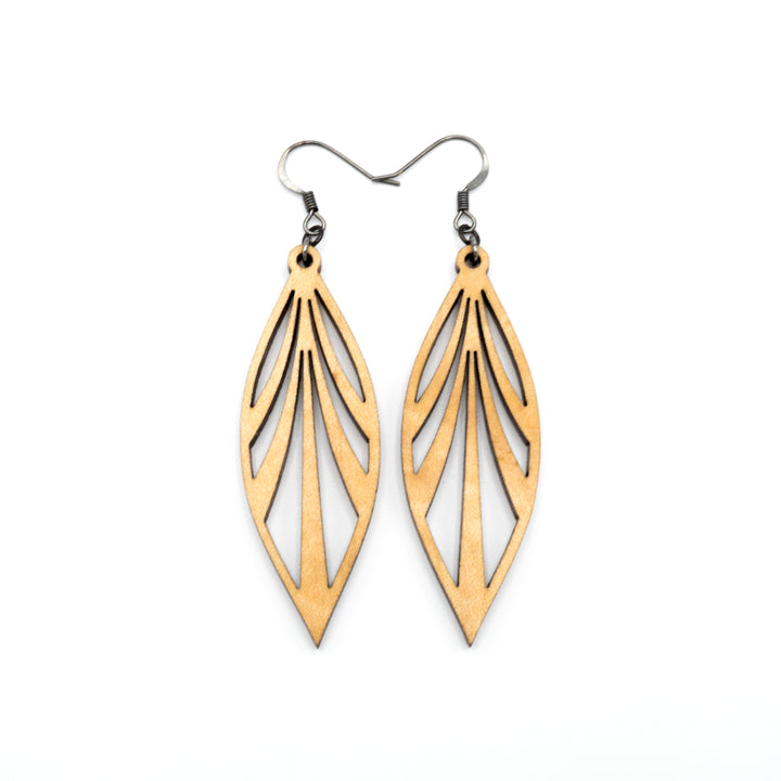 Petal 03 [S] // Wood Earrings - Maple - LIGHT RAZOR DESIGN STUDIO