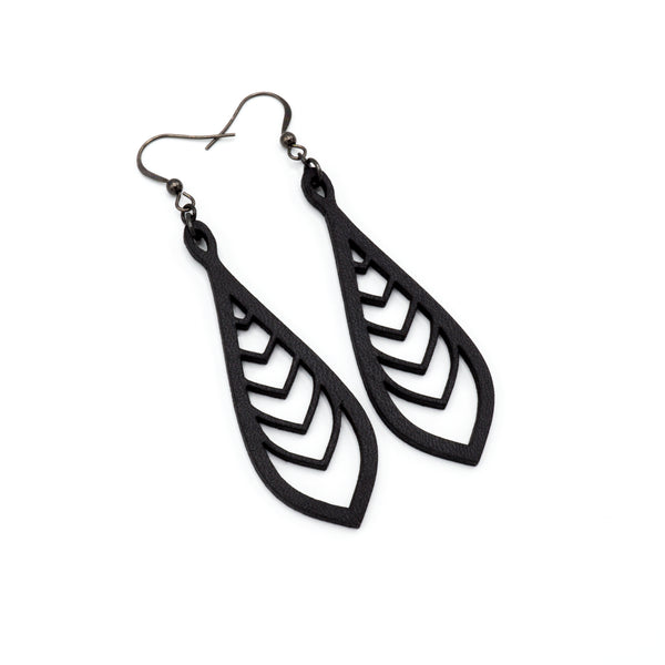 Saturā Variant 03 // Leather Earrings - Black - LIGHT RAZOR DESIGN STUDIO