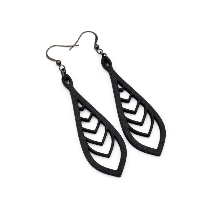 Saturā Variant 03 // Leather Earrings - Black - LIGHT RAZOR DESIGN STUDIO