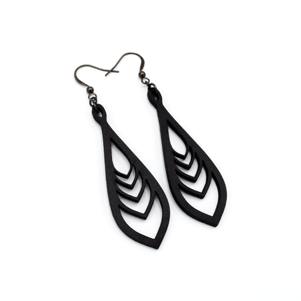 Saturā Variant 02 // Leather Earrings - Black - LIGHT RAZOR DESIGN STUDIO