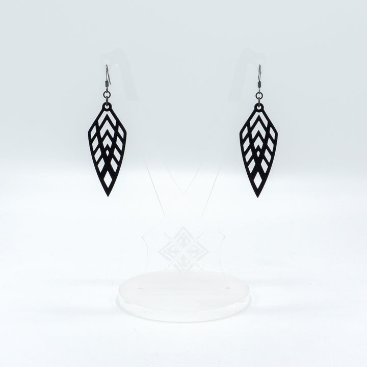 Arrowhead 02 [S] // Leather Earrings - Black - LIGHT RAZOR DESIGN STUDIO