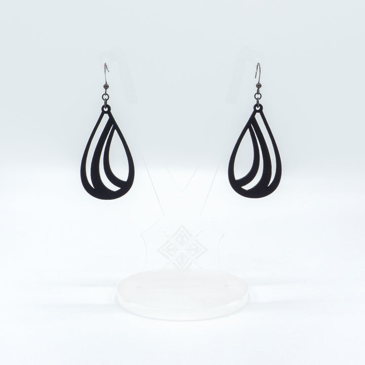 Drop 01 [S] // Leather Earrings - Black - LIGHT RAZOR DESIGN STUDIO