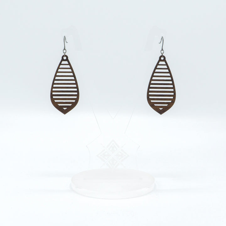 Gem Point 10 [M] // Wood Earrings - Walnut - LIGHT RAZOR DESIGN STUDIO
