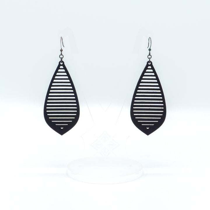 Gem Point 10 [L] // Leather Earrings - Black - LIGHT RAZOR DESIGN STUDIO