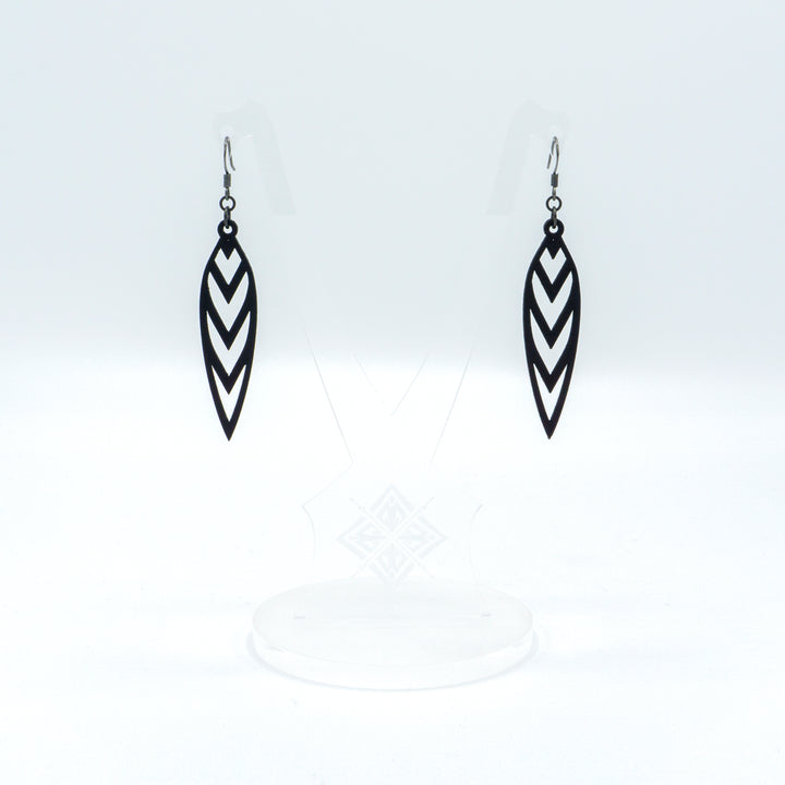 Totem 05 [S] // Leather Earrings - Black - LIGHT RAZOR DESIGN STUDIO