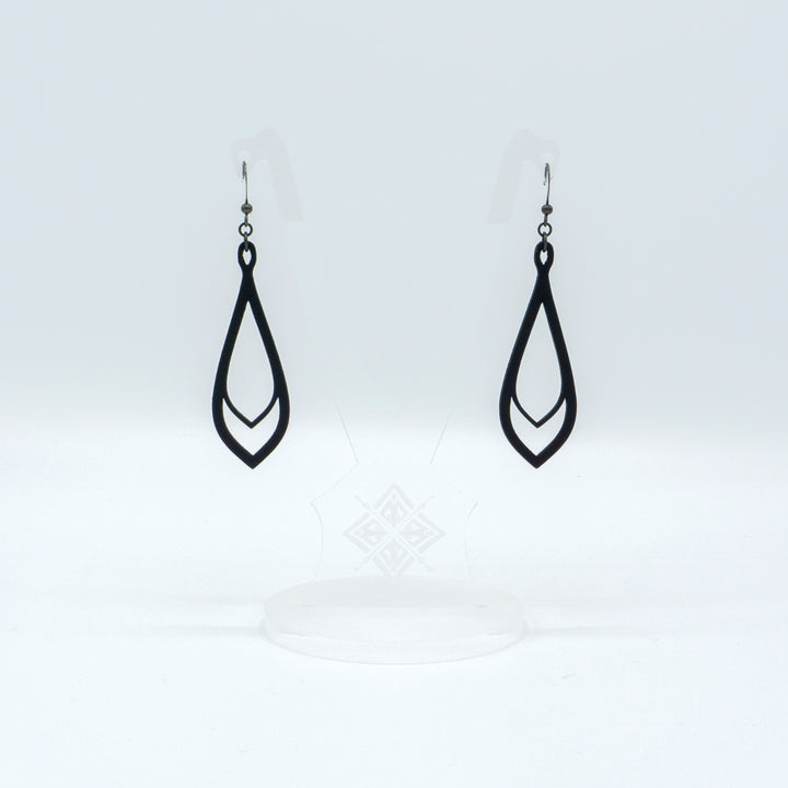 Saturā Variant 01 // Leather Earrings - Black - LIGHT RAZOR DESIGN STUDIO