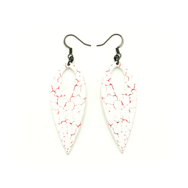 Nativas [39R] // Acrylic Earrings - Red Holograph, White