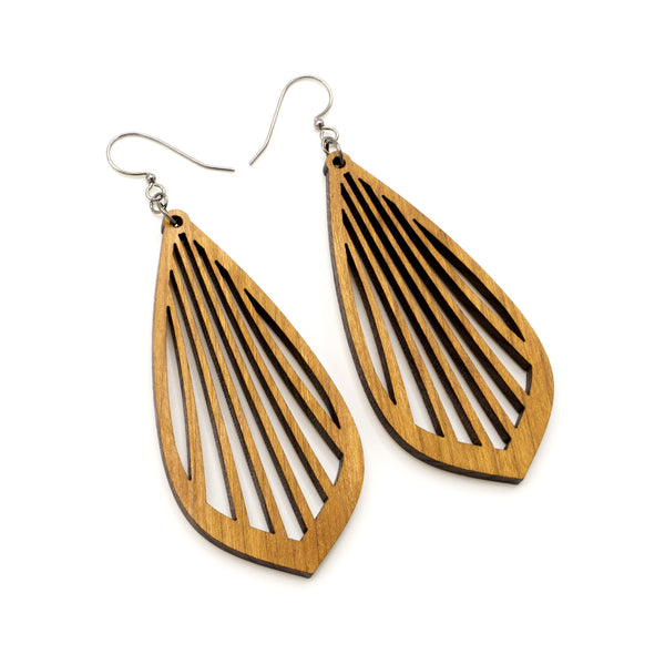Gem Point 02 [L] // Wood Earrings - Cherry