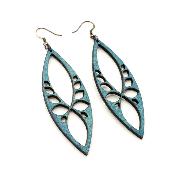Terrabyte 05 // Leather Earrings - Turquoise
