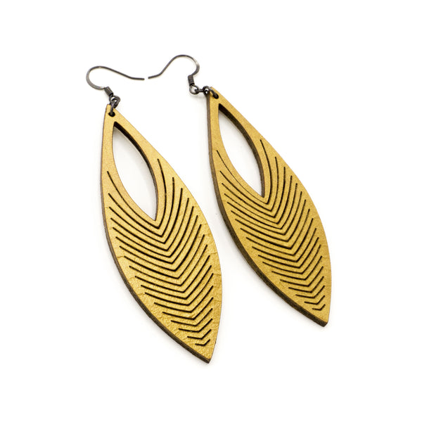 Terrabyte 01 // Leather Earrings - Gold