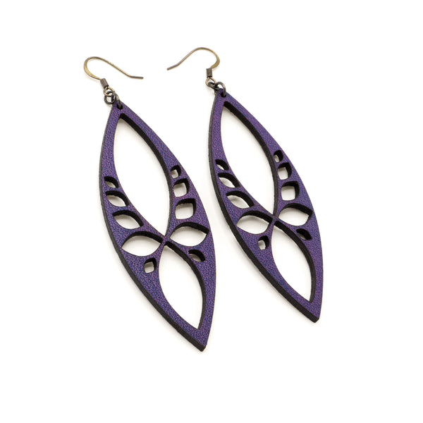 Terrabyte 05 // Leather Earrings - Purple