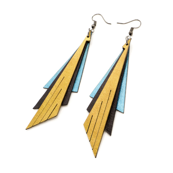 Aktivei Leather Earrings // Turquoise Pearl, Black, Gold
