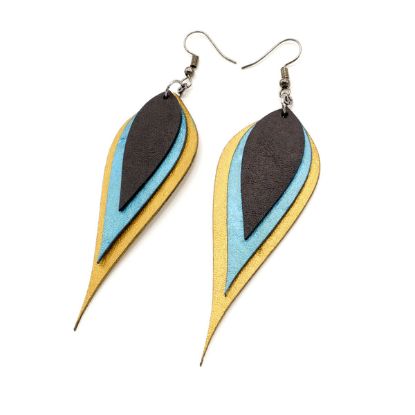 Airos Leather Earrings // Gold, Turquoise Pearl, Black