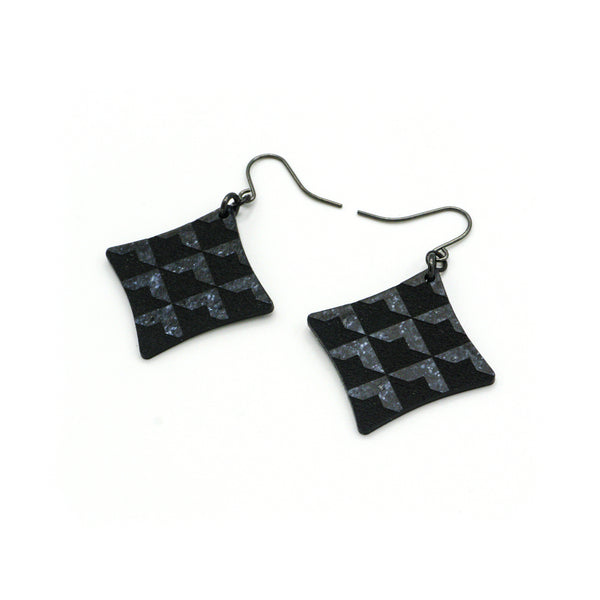 Concave Diamond [2R] // Acrylic Earrings - Black Galaxy, Black