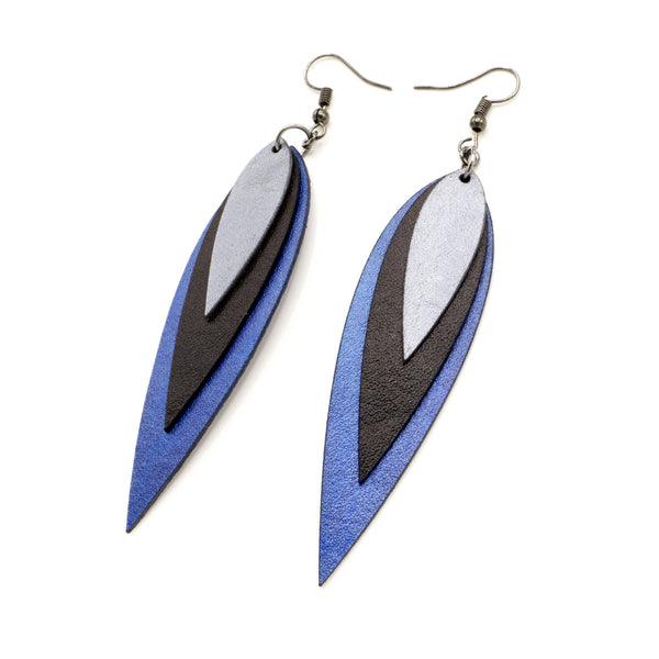 Revelri Leather Earrings // Purple Pearl, Black, Silver